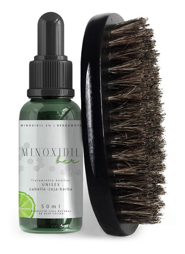 Concentrado Minoxidil5% Bergamota50ml + Cepillo Militarnegro