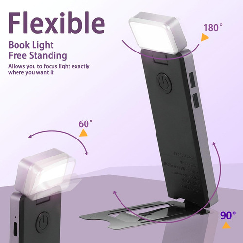 Luz De Lectura Recargable Led Con Clip Y 5 Brillos (morado)