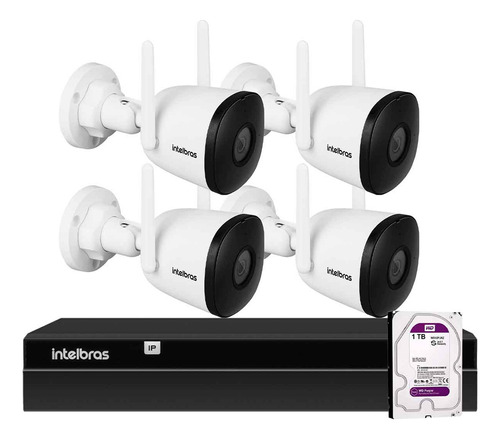 Kit 4 Câmera Wifi Im5 Sc Intelbras Nvr 4 Ch Hd 1tb Incluso