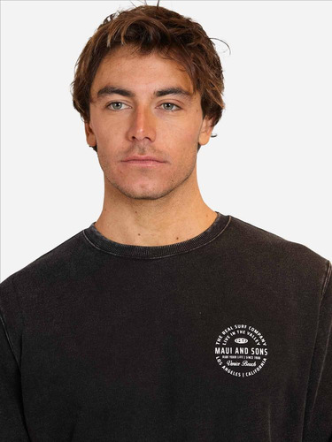Poleron Cr Logan Negro Hombre Maui And Sons