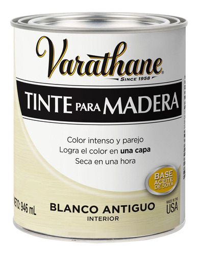 Tinte Madera Color Desgastado Blanco Antiguo Varathane 946ml