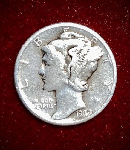Moneda 1 Dime Estados Unidos 1939 Liberty Km 140 Plata 0.900