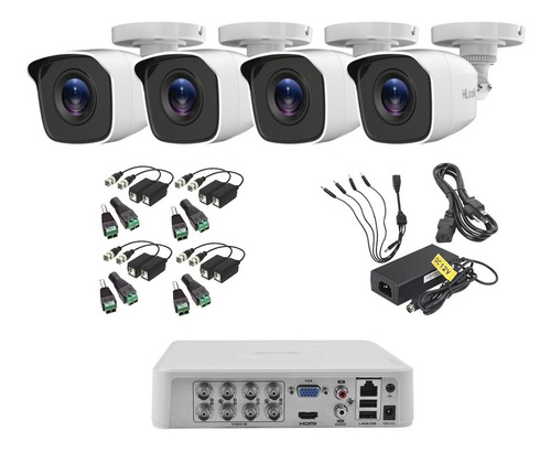 Kit Circuito Cerrado 4 Cámaras Hikvision 1080p Baluns Dvr 8