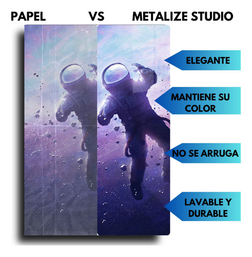 Astronauta Espacio Cuadro Metal + Soporte Magnético 20x30 Full Color Hd