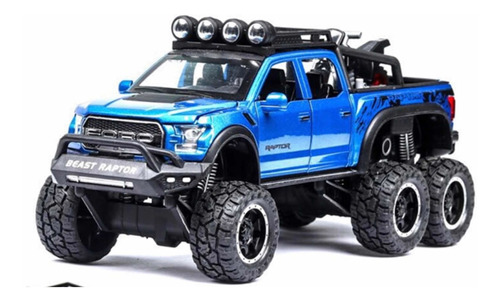 Ford Lobo Raptor 6x6 Escala 1:28 Coleccion Juguete Azul