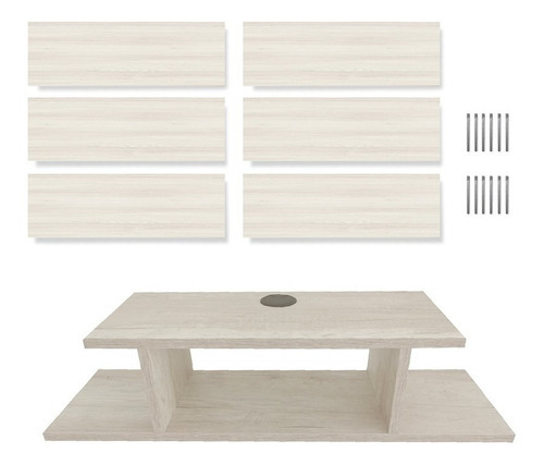 Imagen 2 de 10 de Set Modular De Repisas Flotantes Para Salas U Oficinas. P2 Color Teka Artico