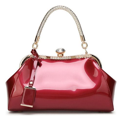 Bolso Tipo Concha Charol Brillante For Mujer