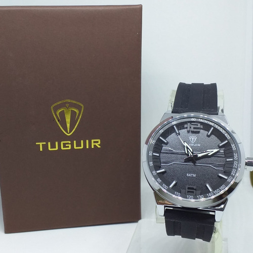 Relógio Masculino Tuguir Analógico Tg105 - Preto E Prata