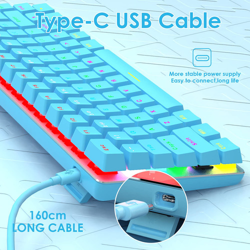 Felicon Ak33 - Teclado Mecánico Con Cable Para Videojuegos,