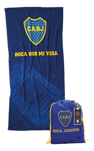 Toallón Playero Boca Juniors Licencia Oficial Con Mochila