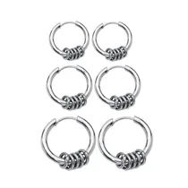 Comprar Aros Hombre 3 Pares Aritos Argolla Piercing Acero Quirúrgico