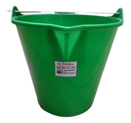 Balde Plastico Con Manija Inox. Linea Premium 17 Lts Colores