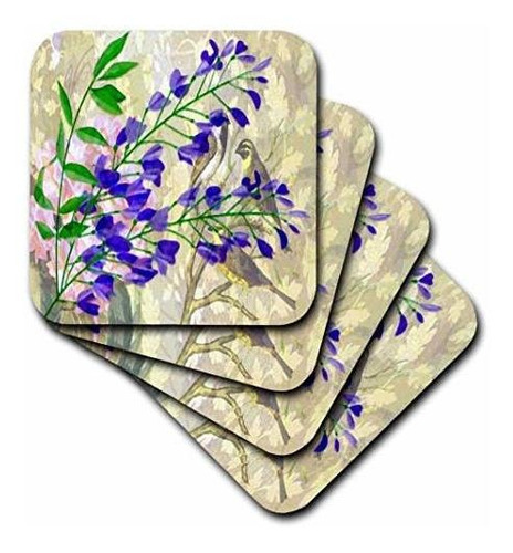 3d Rose Lavender Bells Soft Coasters, Multicolor