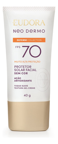 Eudora Neo Dermo Protetor Solar Facial Sem Cor Fps 70 40ml