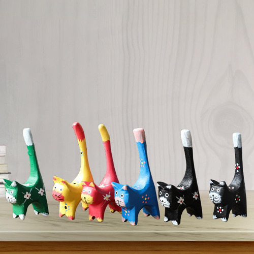 6 Piezas Cat En Miniatura Figuras Pequeñas Estatuas Adornos