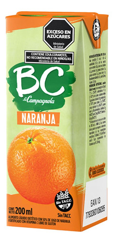 Jugo Bc Naranja 200cc Pack 24 Unidades