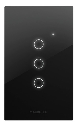 Tecla Smart Negra 3 Canales Wifi Ac100-240v Macroled Tsx3n