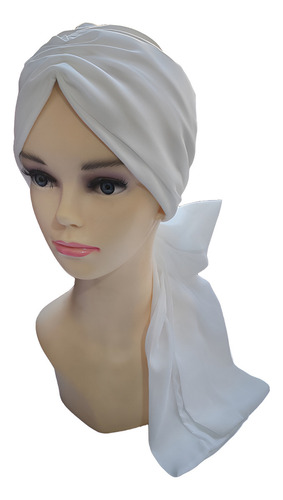Turbante Gorro Para Mujer C/banda Oncológico Quimio. Algodon Color Crema