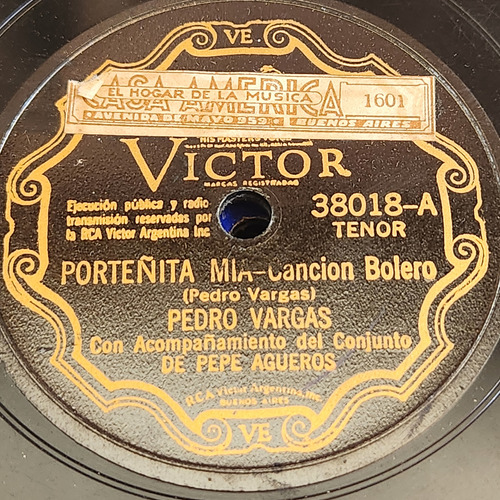 Pasta Pedro Vargas Acomp Pepe Agueros Conj Victor C556