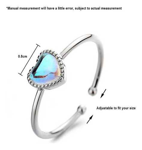 Anillos De Plata 925 Corazón Anillo Ajustable Anillos Mujer