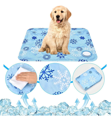 Tapete Perro Refrescante G 90x60 Mascota Calor Playa Fresco Azul