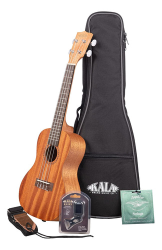 Paquete De Ukelele Tenor Satinado De Caoba Ka15 Bolsa D...