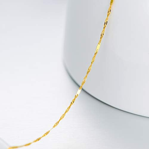 Sisgem Collar De Cadena De Oro Macizo De 18 Quilates, Collar