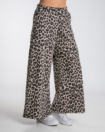 Palazzo Animal Print Con Bolsillos Corderoy Felizfem