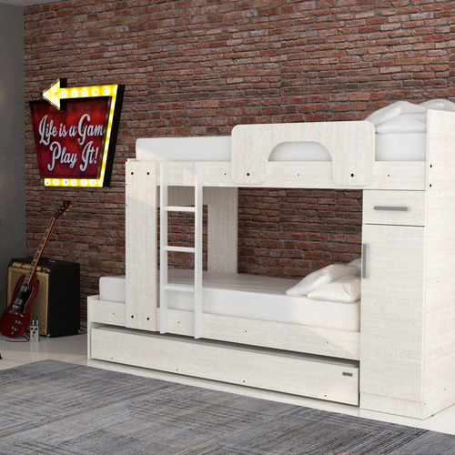 Cama cucheta triple Mosconi Dakar/Express 1 plaza color venezia fabricada en mdp