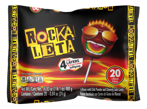 Sonrics Rockaleta Lollipop, Caramelo Mexicano, 20 Piezas (pa