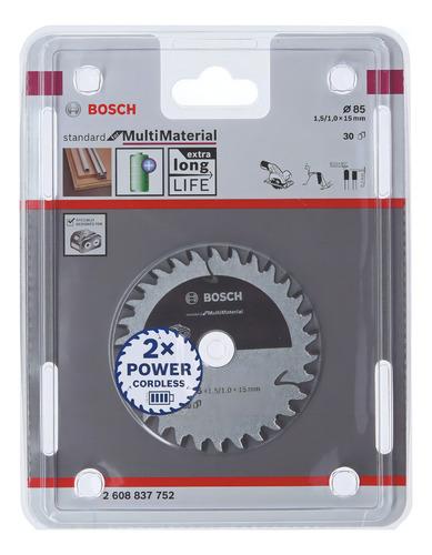 Disco de sierra circular Bosch Standard 2608837752 85 mm 30d