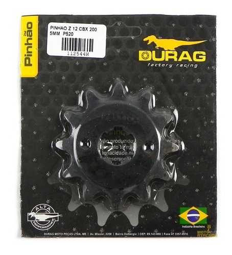 Pinhao 12 Dentes Xr 200/crf 230 Especial Para Trilha - Durag