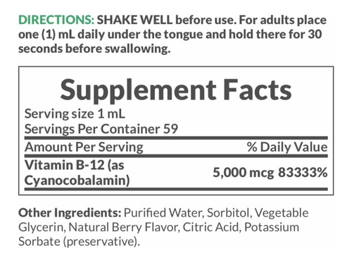 Imagen 2 de 2 de Vitamina B12 Gotas 5000 Premium Sublingual Complejo B Eg B06 Sabor Berry