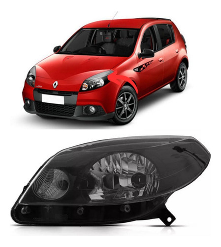 Farol Sandero 2012 2013 2014 Mascara Negra Black Esquerdo