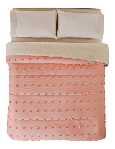 Edredón Cobertor King Xl Borreguita Austral Roseta Rosa