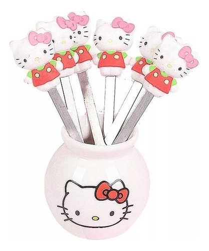 Mini Tenedores Hello Kitty, Botaneros, Palillos Para Fruta