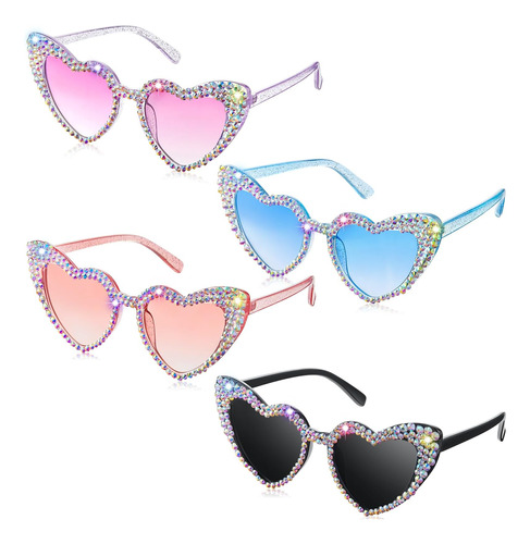 Chapou 4 Piezas De Gafas De Sol De Corazón Para Mujer, Gafas