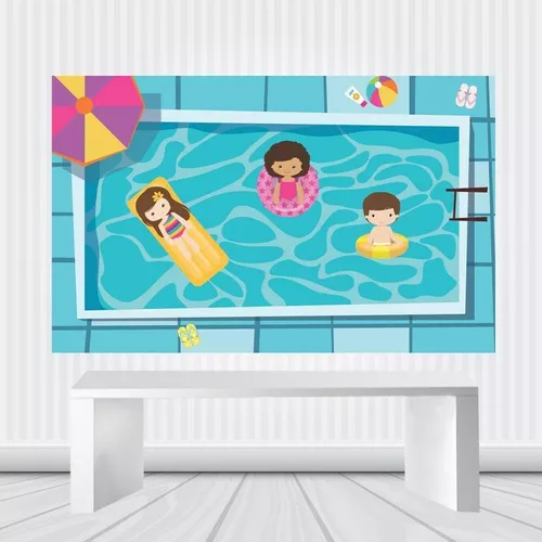 Painel De Festa Infantil Pool Party 3.00m X 1.80m