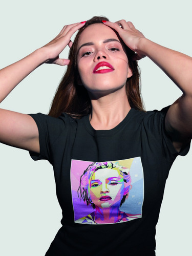 Polera Corte Mujer Elasticada Artistas Madonna Hologram