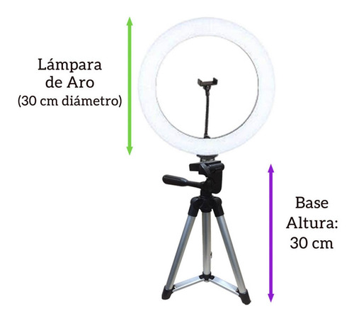 Imagen 3 de 3 de Lampara Led Aro De Luz + Porta Celular Ligero Portátil Mimi