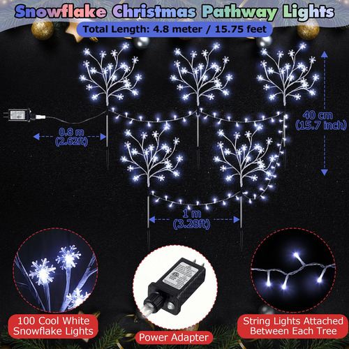 Luces De Camino De Navidad Copo De Nieve Impermeables 180 Le
