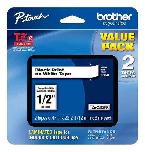 Rollo De Cinta Brother® Tze-231. 12 Mm Blanco. Pack 2 Rollos