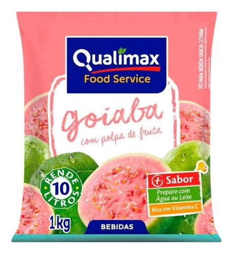 Suco Em Pó Profissional Qualimax Pacote Com 1kg Rende 10 Lts Sabores Goiaba