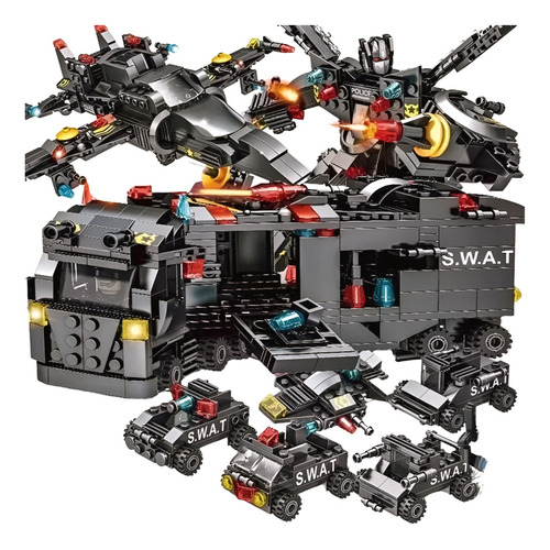 Estação Comando Swat Brinquedo Bloco Montar 8 Em 1 (585 Pçs)