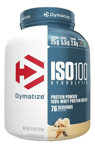 Iso 100 Whey Protein Dymatize 2,26kg Isolado Hidrolisado Sabor Baunilha Gourmet