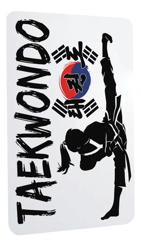 Quadro Metal Taekwondo Lutadora Arte Coreia