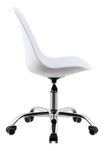 Imagen 3 de 5 de Silla De Oficina Escritorio Tulip Blanca Regulable Tapizada
