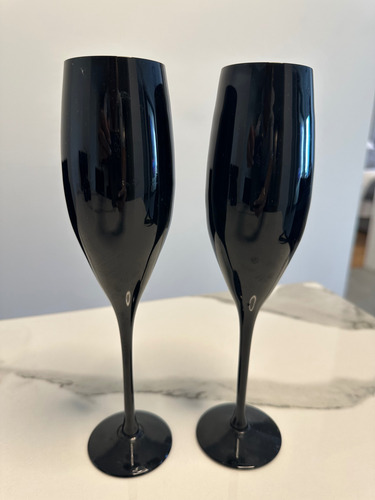 Copas Champagne.cristalería San Carlos. Pack C 2. Impecanle Negro (Usado)