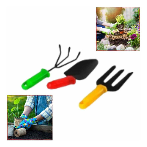 Kit Conjunto Jardinagem Pá De Bico Garfo Luva Tesoura Poda