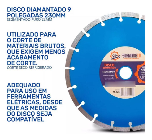 3 Discos De Corte Diamantado Segmentado 230mm 9 Industrial